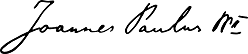 Личная подпись Папы Римского Иоанна Павла II